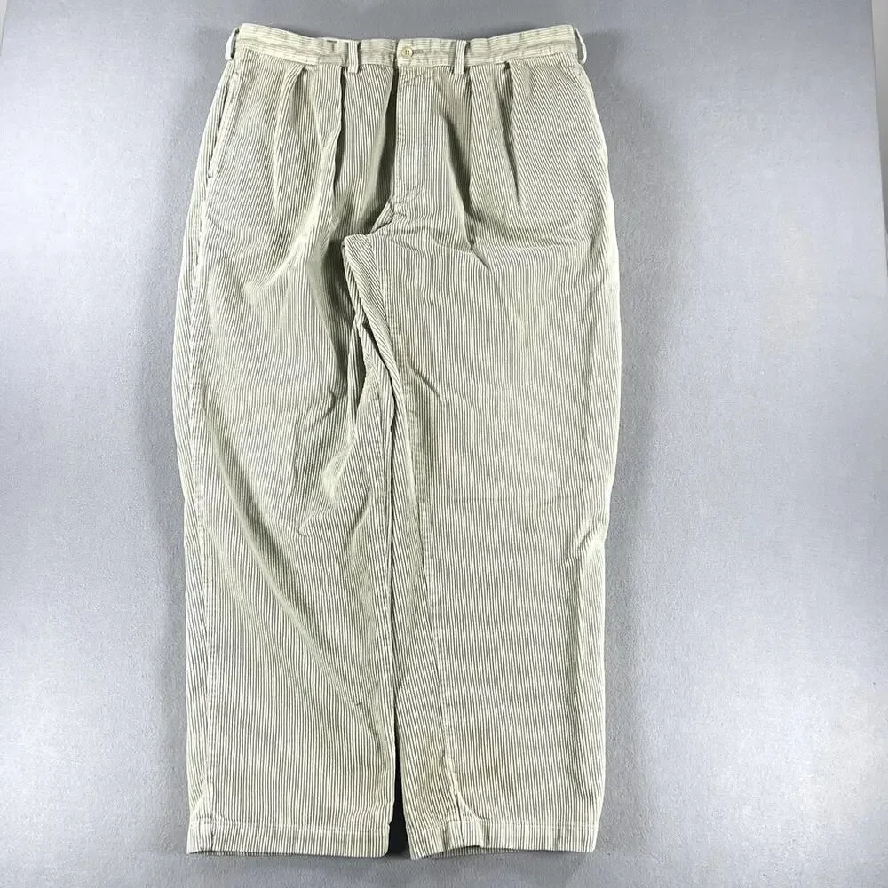 Vintage Y2K Polo Ralph Lauren Corduroy Tan/Green Color Mens Size (38x30) Preppy